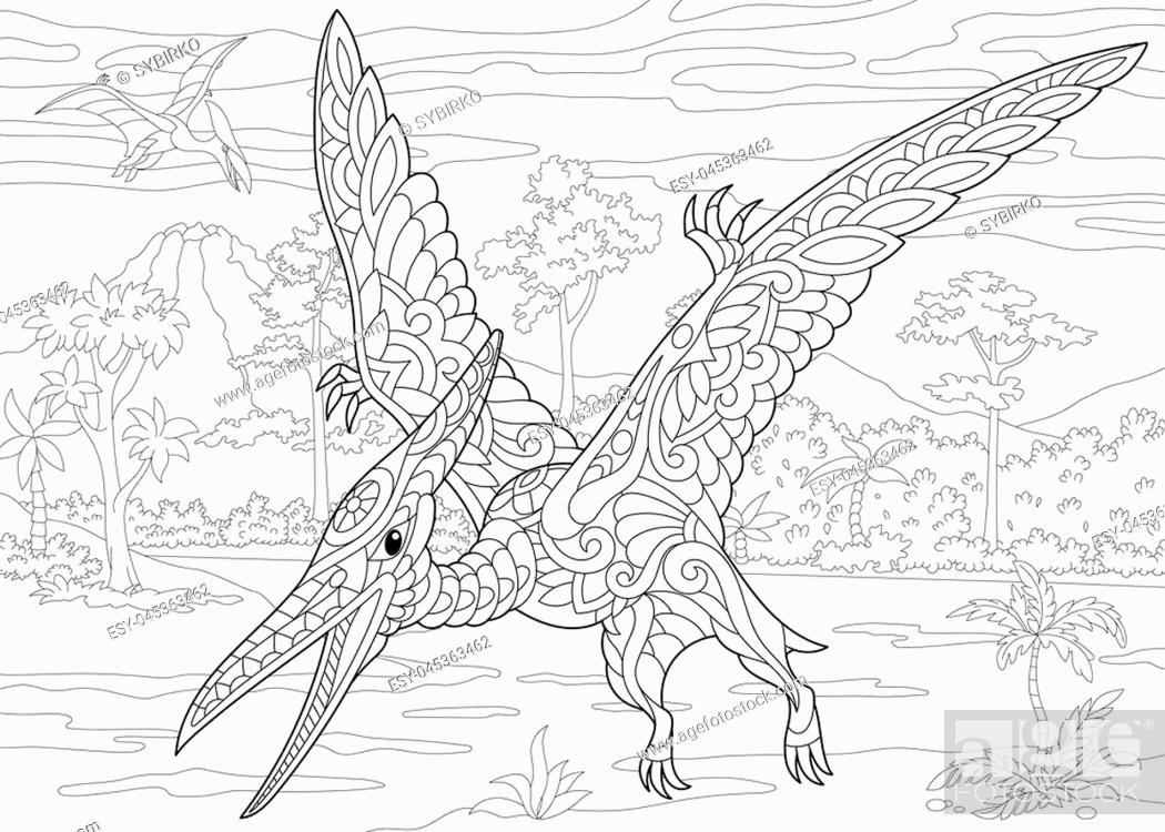 Coloring Page Of Pterodactyl Dinosaur Pterosaur Of The Late Jurassic