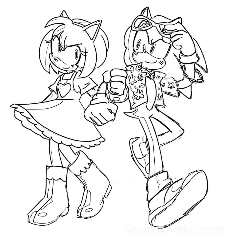 Amy Rose Coloring Page Coloring Nation