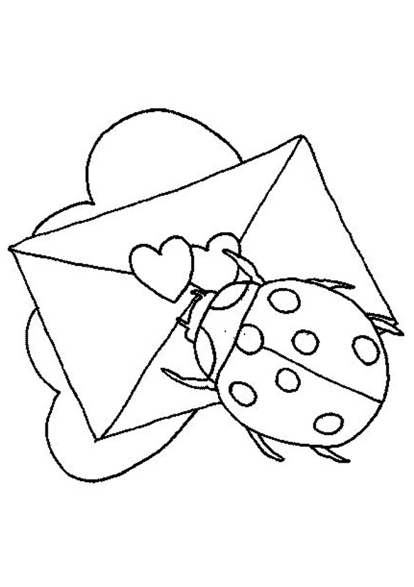 Ladybug Love Letter Colouring Page Coloring Nation