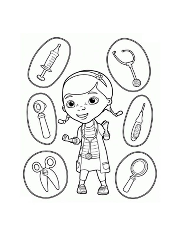 Doc McStuffins and Medical Equipment Coloring Page - NetArt