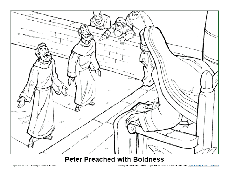 Peter Preached with Boldness Coloring Page on Sunday School Zone
