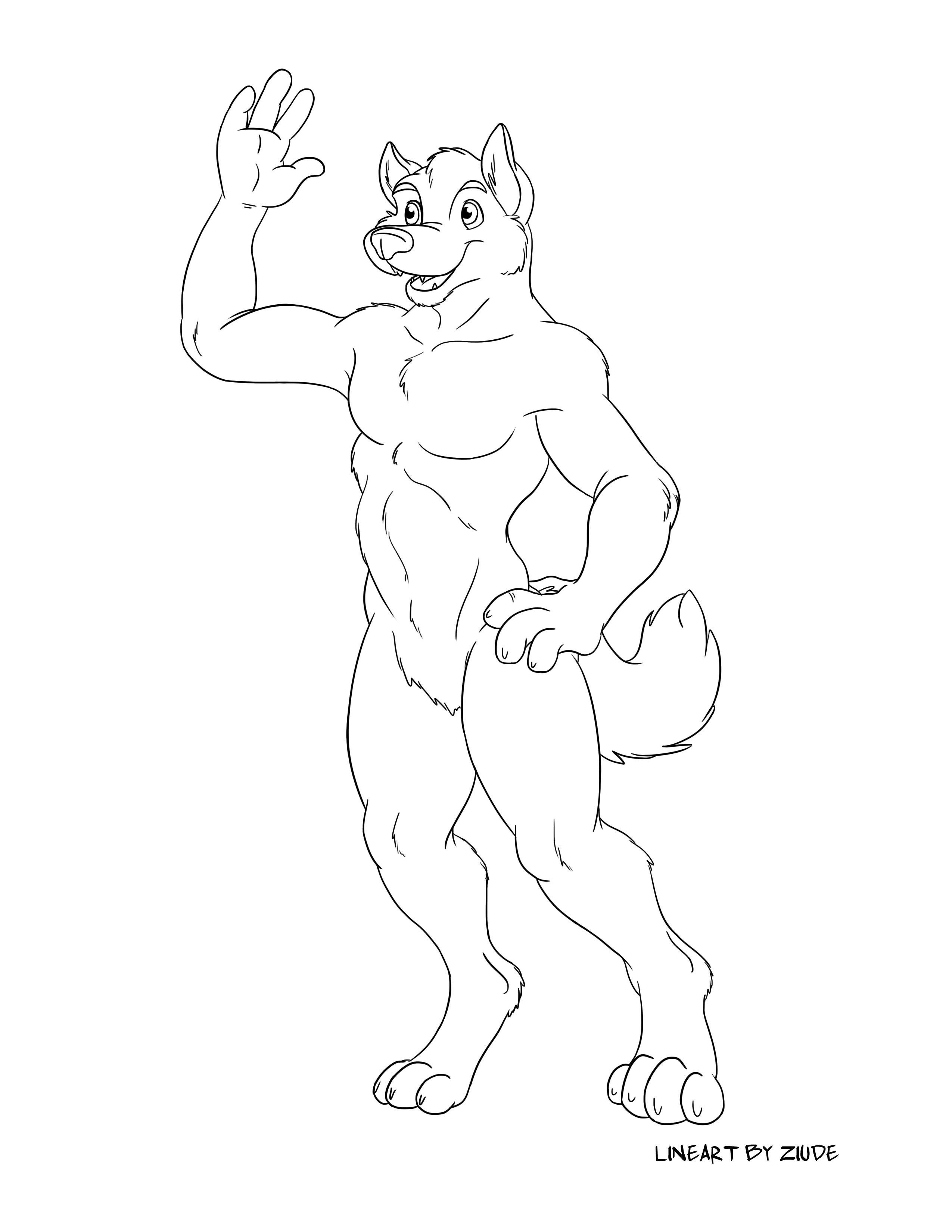 Free Wolf Fursona Coloring Page! (read below) by ziude on DeviantArt