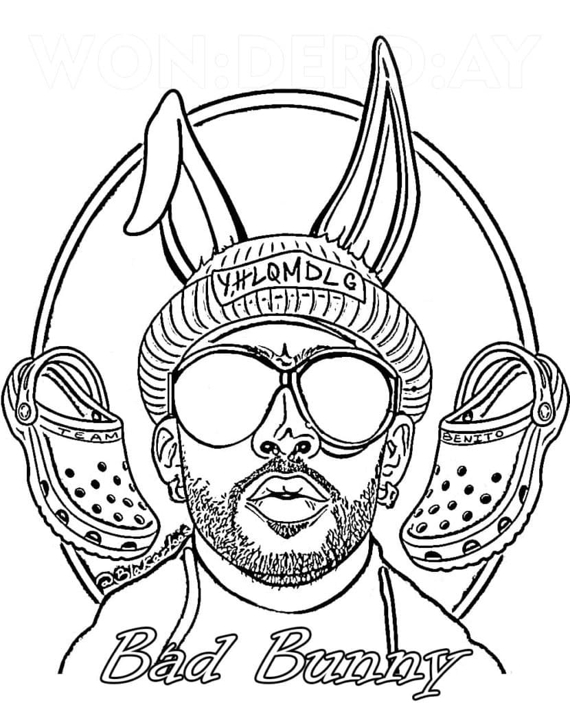 Fashionable Bad Bunny Coloring Page - Free Printable Coloring Pages for Kids