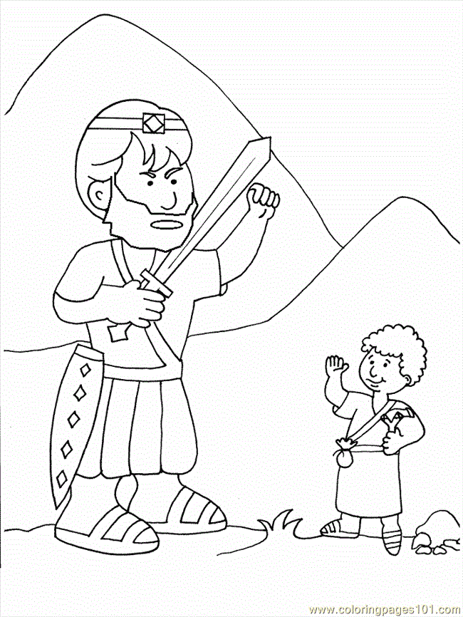 Davi and Goliath Coloring Page for Kids - Free David and Goliath Printable Coloring  Pages Online for Kids - ColoringPages101.com | Coloring Pages for Kids