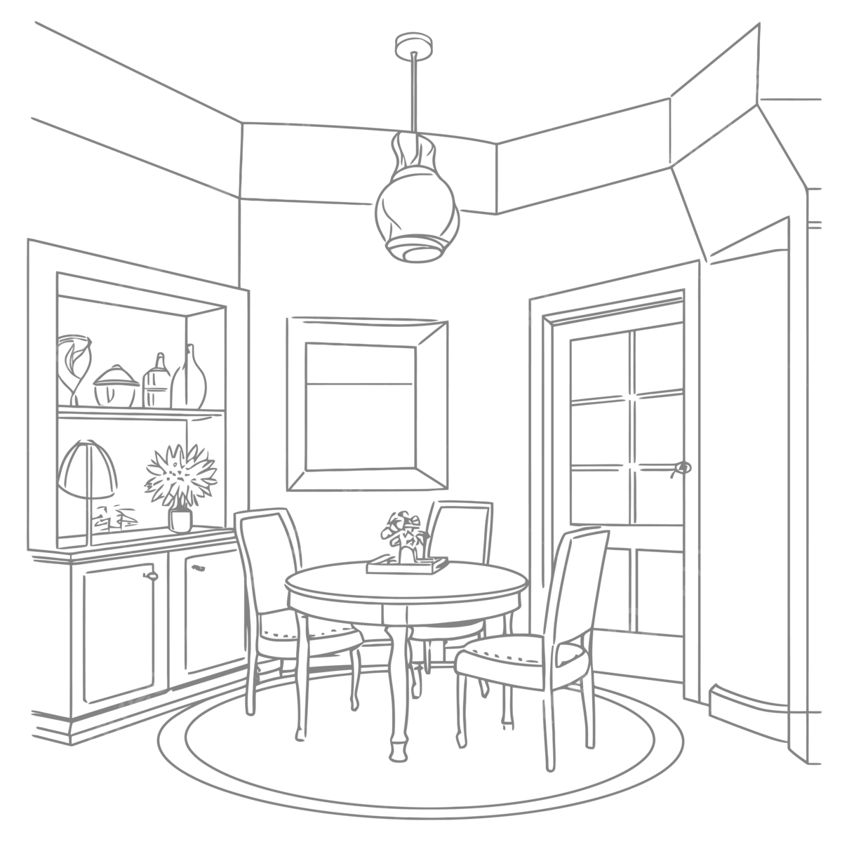 Dining Room Sketch Vector ...