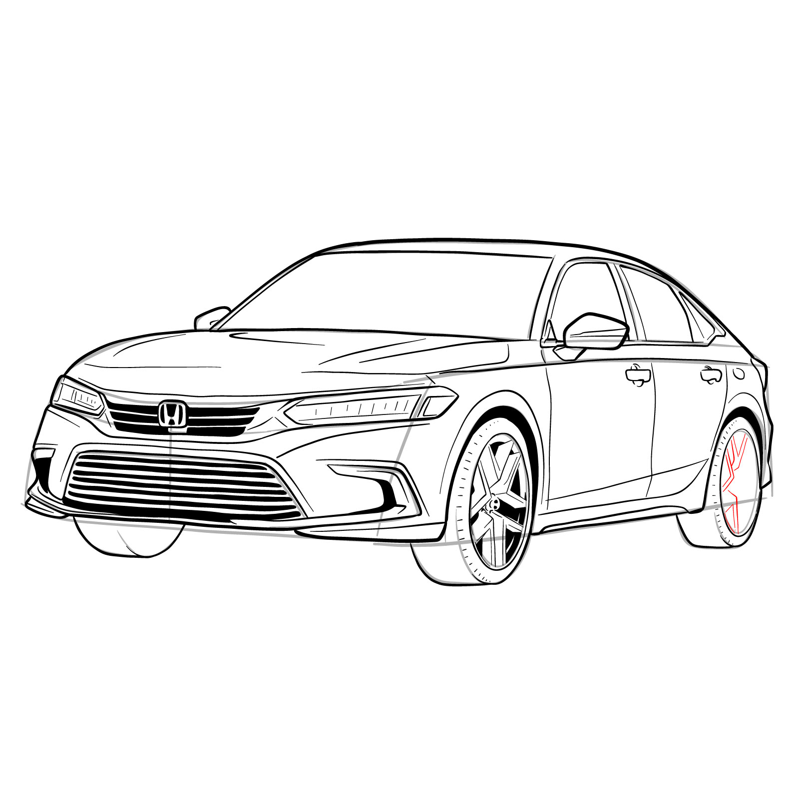 How to draw a 2022 Honda Civic ...