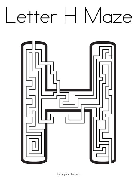 Letter H Maze Coloring Page - Twisty Noodle