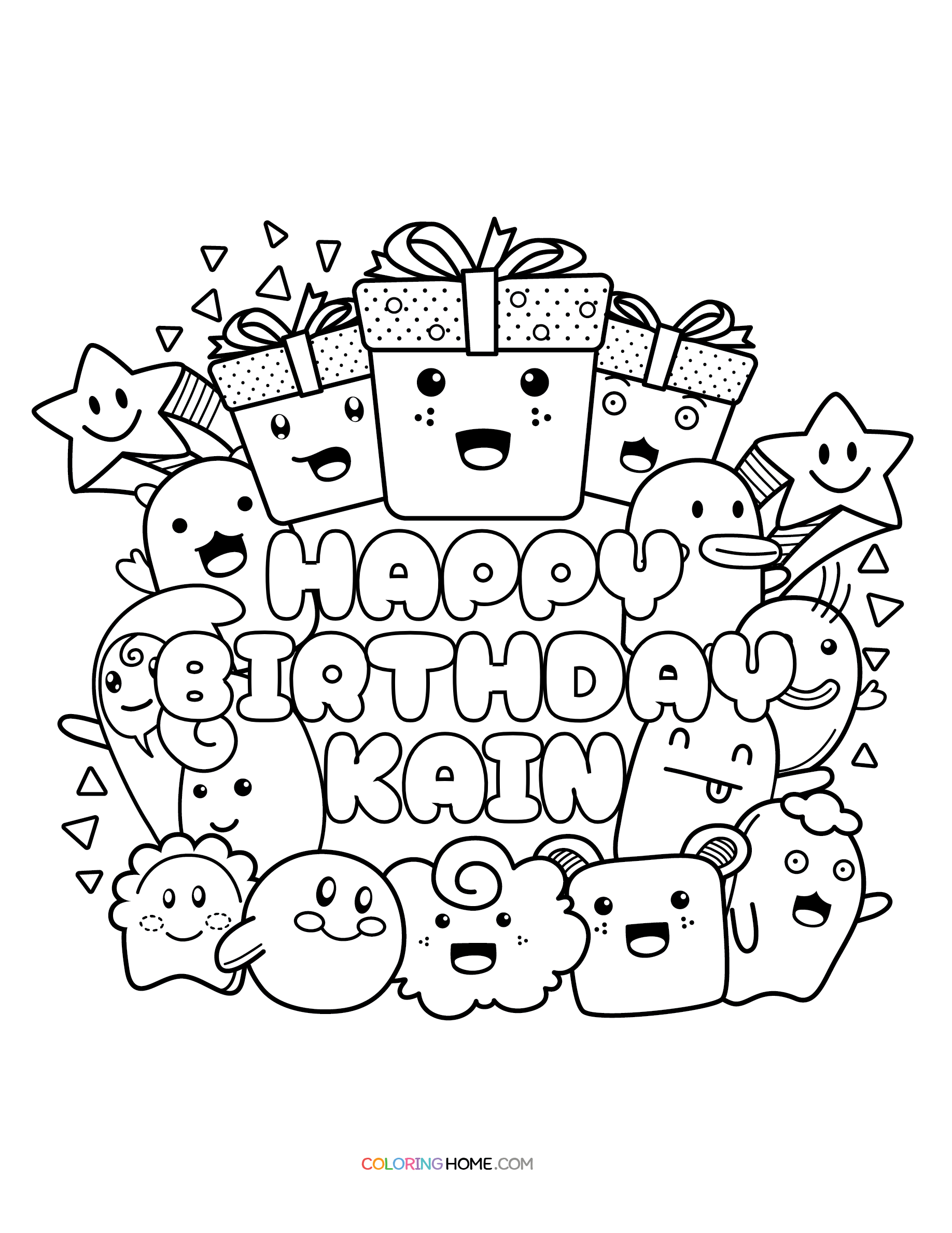 Happy Birthday Kain coloring page