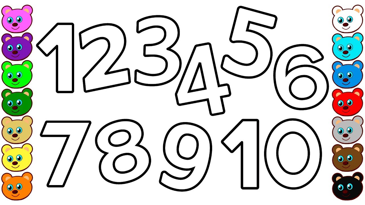 Numbers 1 to 10 for Kids - Coloring Pages for Toddlers - YouTube