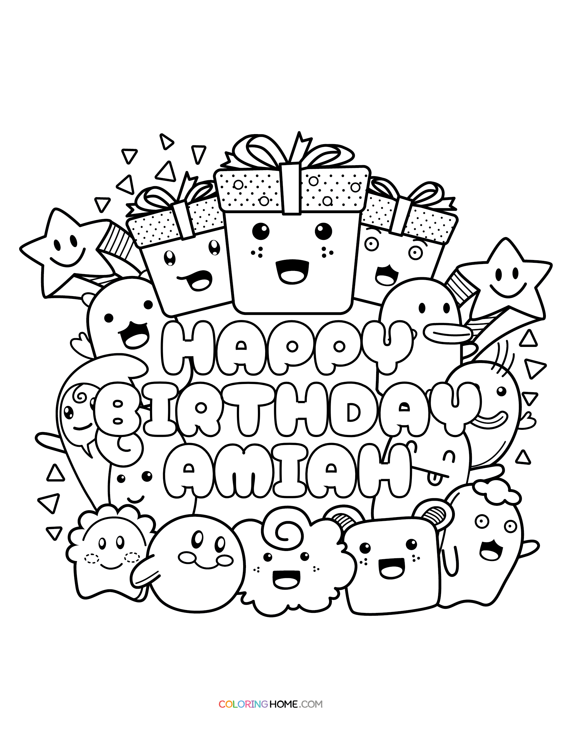 Happy Birthday Amiah coloring page