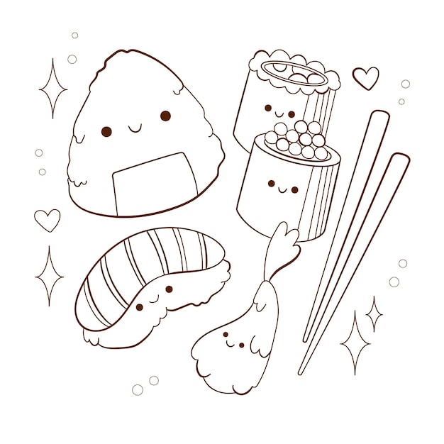 Sushi coloring Vectors & Illustrations for Free Download | Freepik