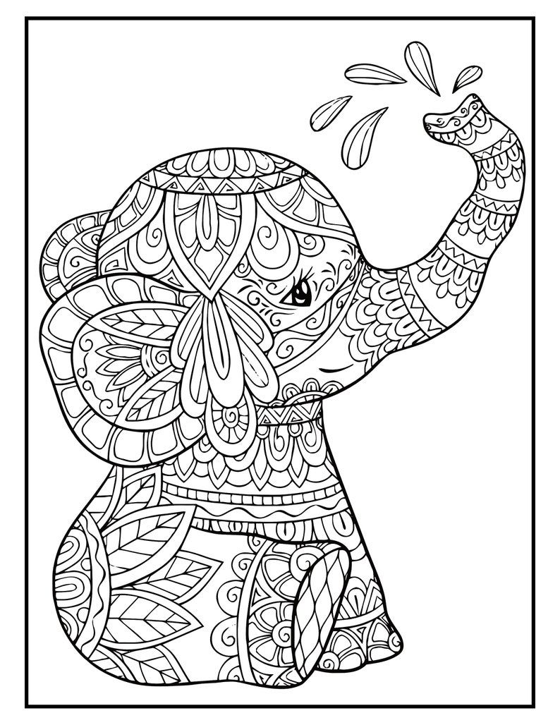 Elephant Mandala Coloring Pages 50 Page Elephant Coloring - Etsy | Mandala  coloring books, Mandala coloring pages, Elephant coloring page