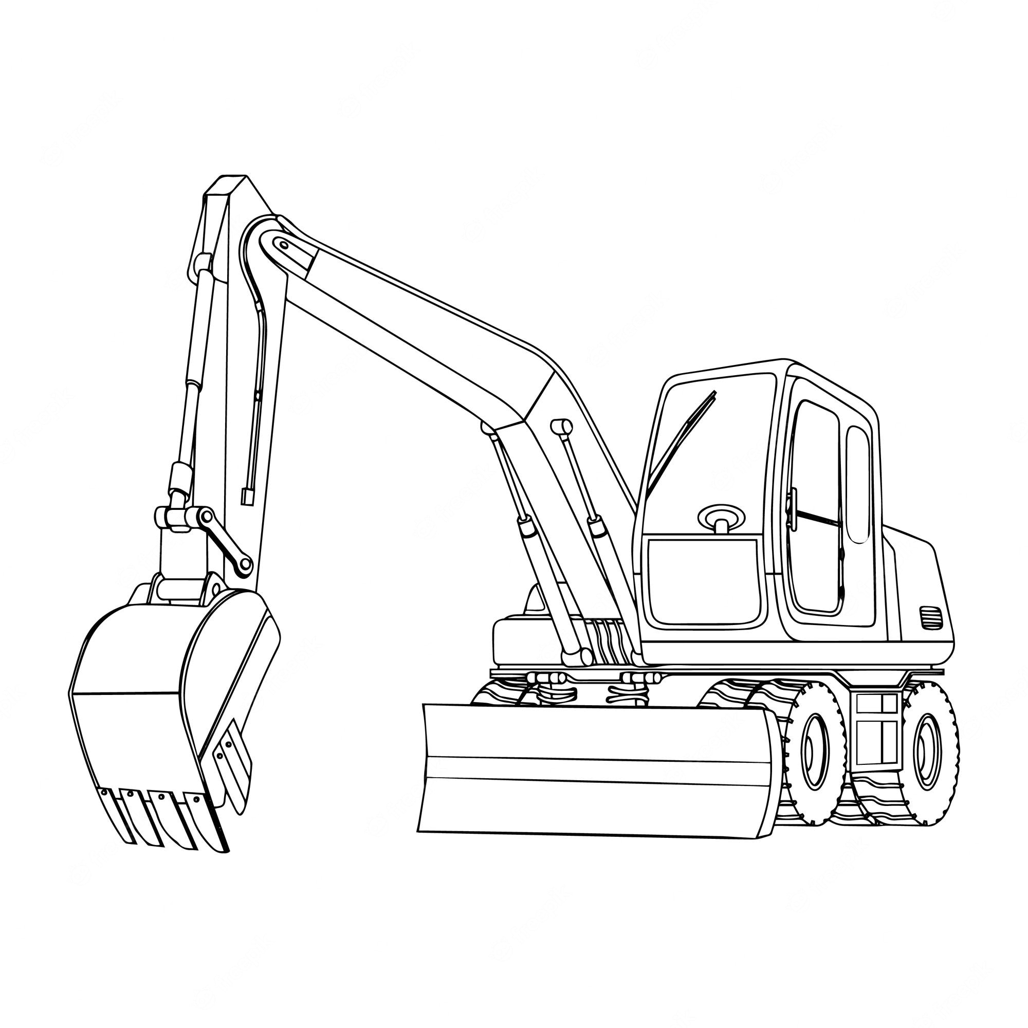 Premium Vector | Construction machine coloring pages for kids
