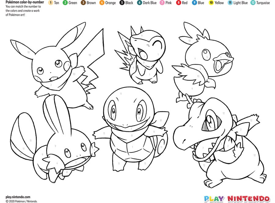 Pokémon Color-by-Number Printable Coloring Page - Play Nintendo.