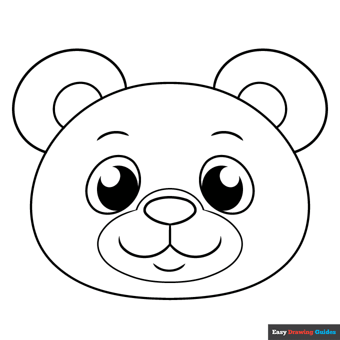 Easy Bear Face Coloring Page | Easy Drawing Guides