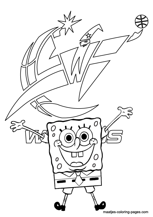 Washington Wizards and Spongebob NBA coloring pages