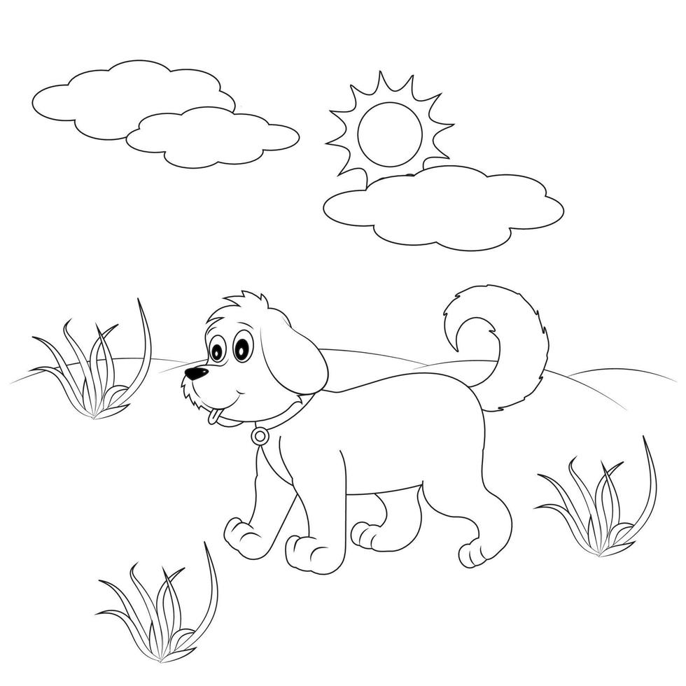 Cute dog cartoon character coloring page. Coloring book for kids 15501694  Vector Art at Vecteezy
