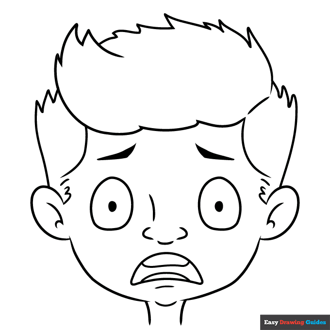 Scared Face Coloring Page | Easy Drawing Guides