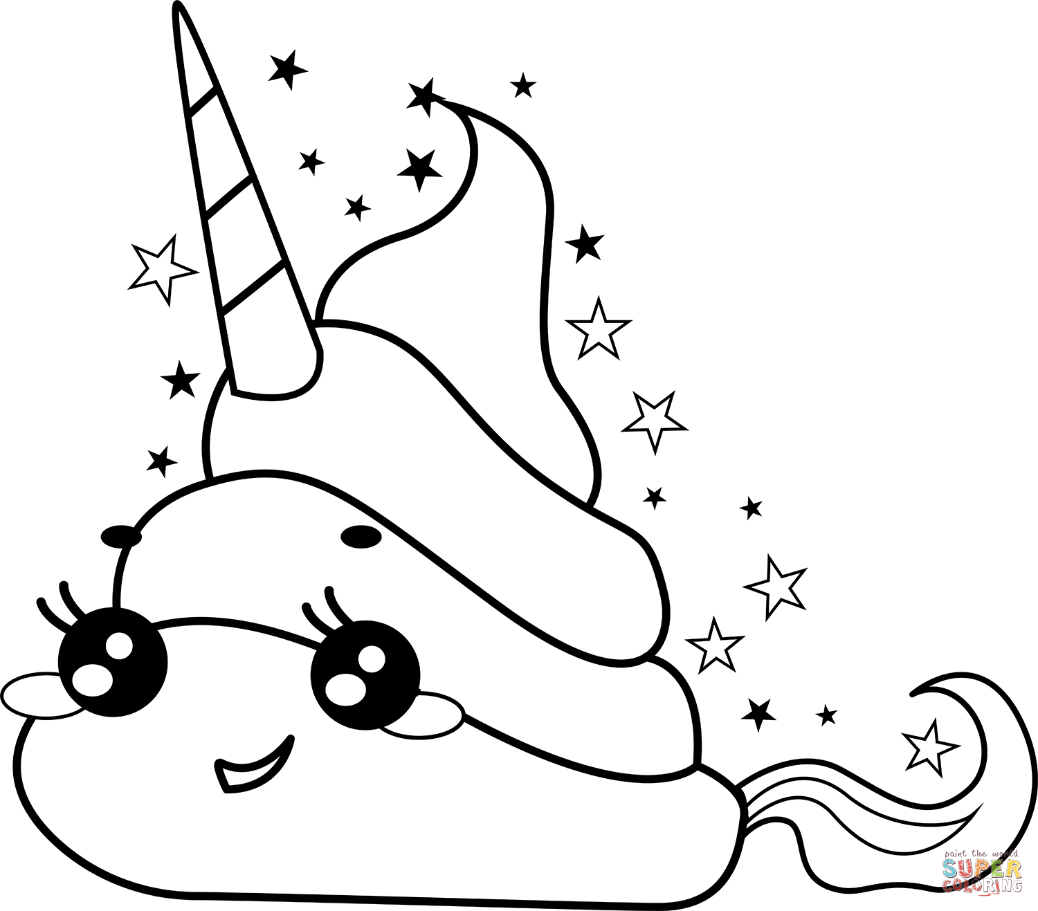Unicorn Poop Emoji coloring page | Free Printable Coloring Pages