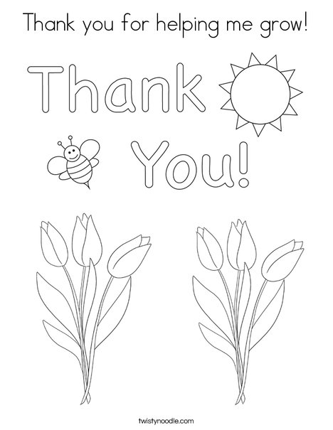 Thank you for helping me grow Coloring Page - Twisty Noodle