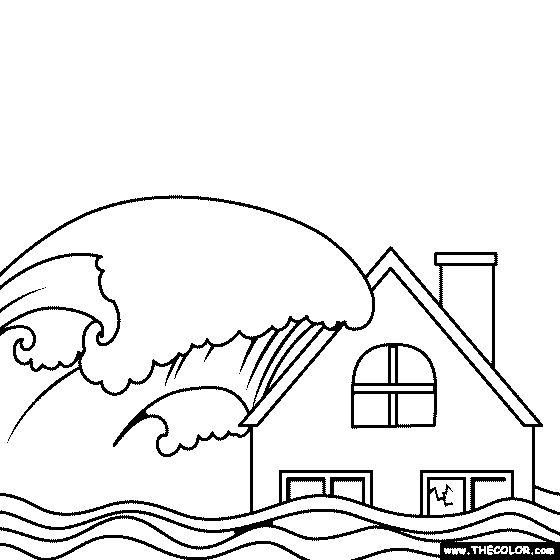 100% free coloring page of Tsunami. Color in this picture of Tsunami and  share it with others today! | Free coloring pages, Online coloring pages,  Tsunami