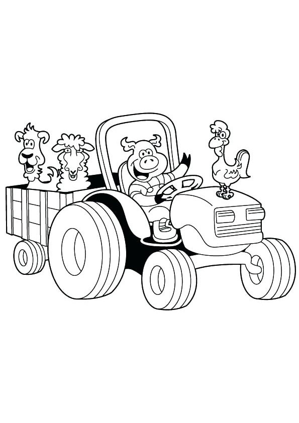 Coloring Pages | Animated Farm Tractor Coloring Page