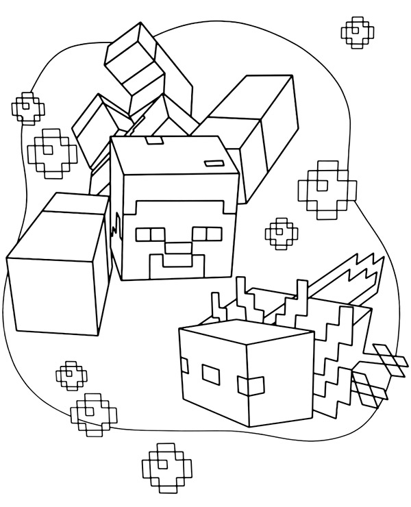 Axolotl coloring sheet Minecraft - Topcoloringpages.net