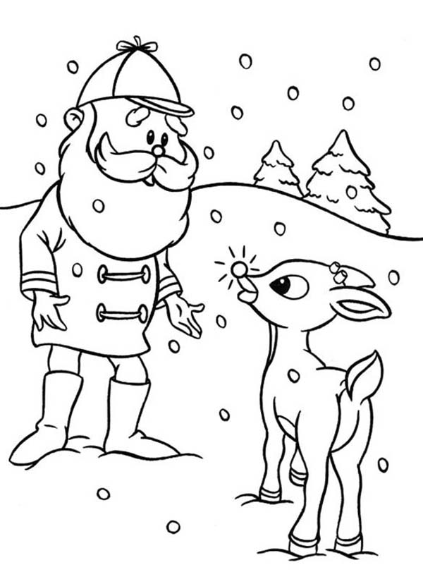 Santa Ask Rudolph the Red Nosed to Lead Other Reindeer Coloring ...