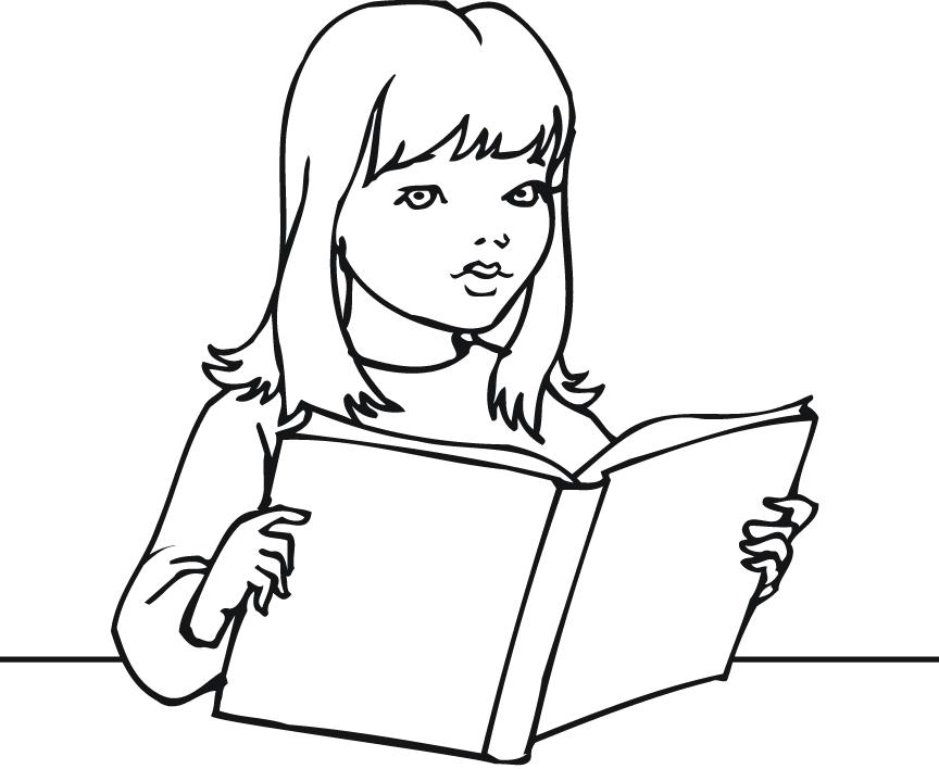 Reading A Book Coloring Page - Coloring