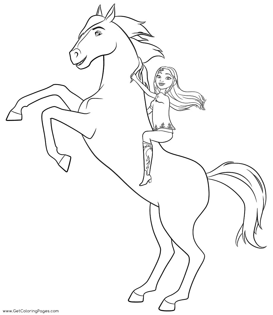 Lucky with Spirit Coloring Pages - Spirit Riding Free Coloring Pages - Coloring  Pages For Kids And Adults