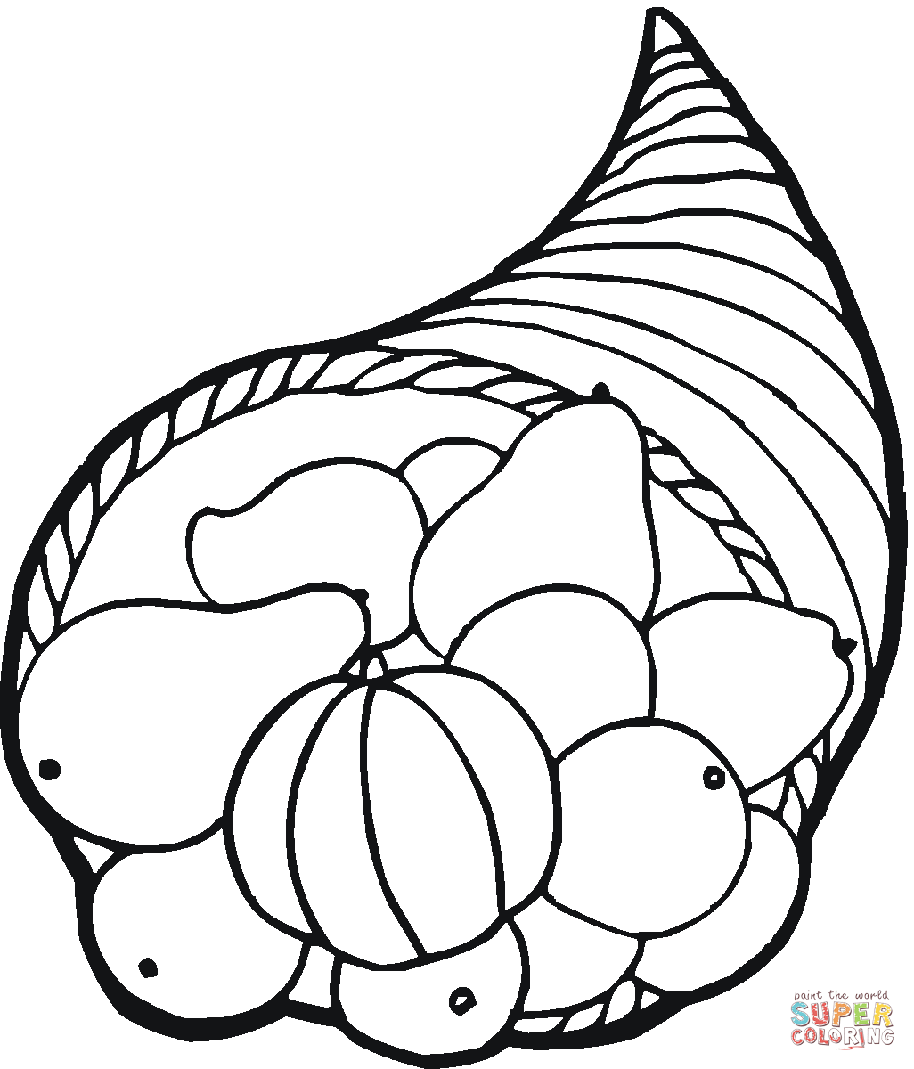 Thanksgiving Horn of Plenty coloring page | Free Printable Coloring Pages