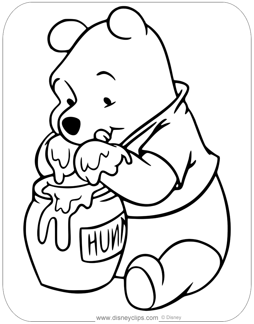 Winnie the Pooh Honey Coloring Pages | Disneyclips.com