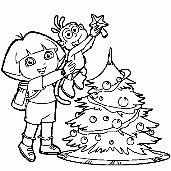 Dora Christmas Coloring Pages » Coloring Pages Kids
