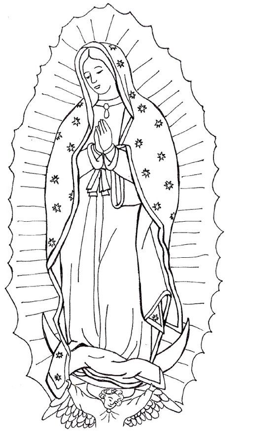 La Virgen De Guadalupe - Coloring Pages for Kids and for Adults