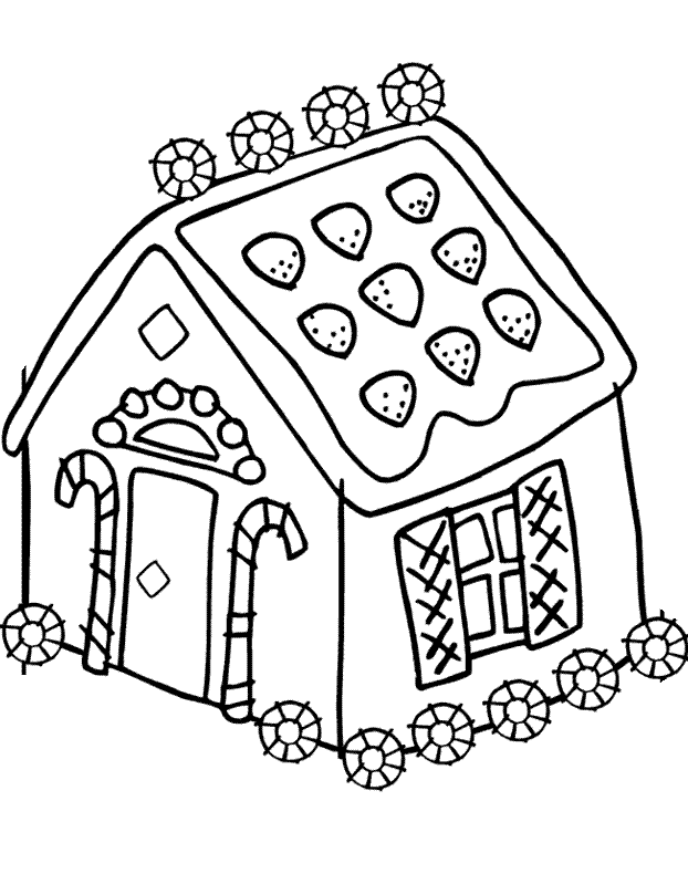 Coloring Gingerbread House - Coloring Pages for Kids and for Adults