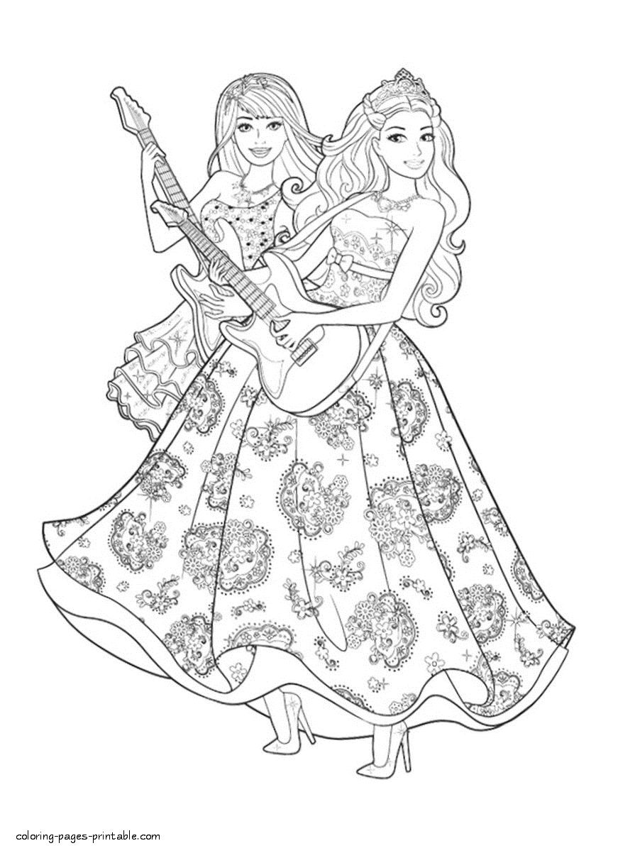 Barbie coloring pages. The Princess & The Popstar