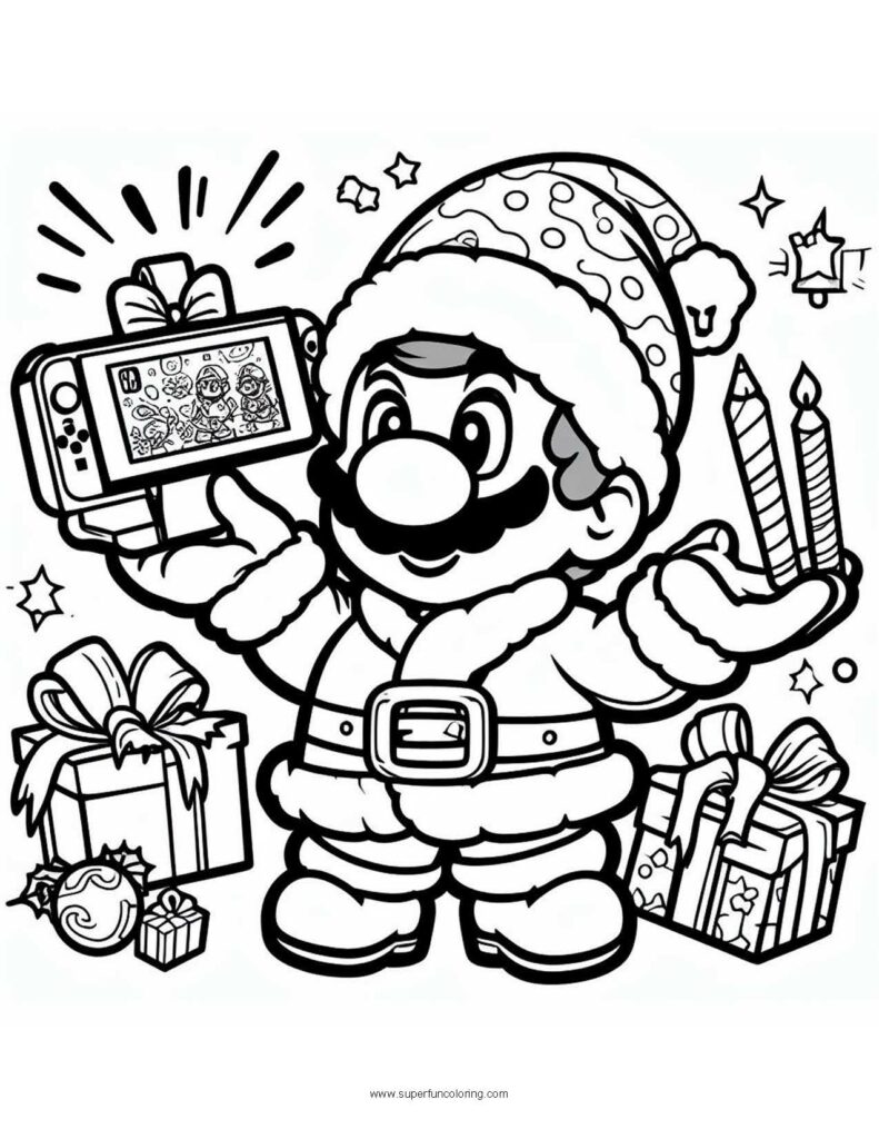 Mario Christmas Coloring Page - Super Fun Coloring