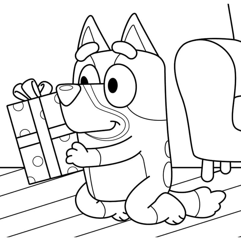 Bluey with A Present coloring page ...