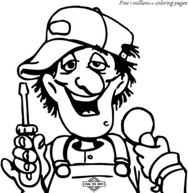 Mechanic Silly Face- Coloring pages – InktoArt | Ink to Art