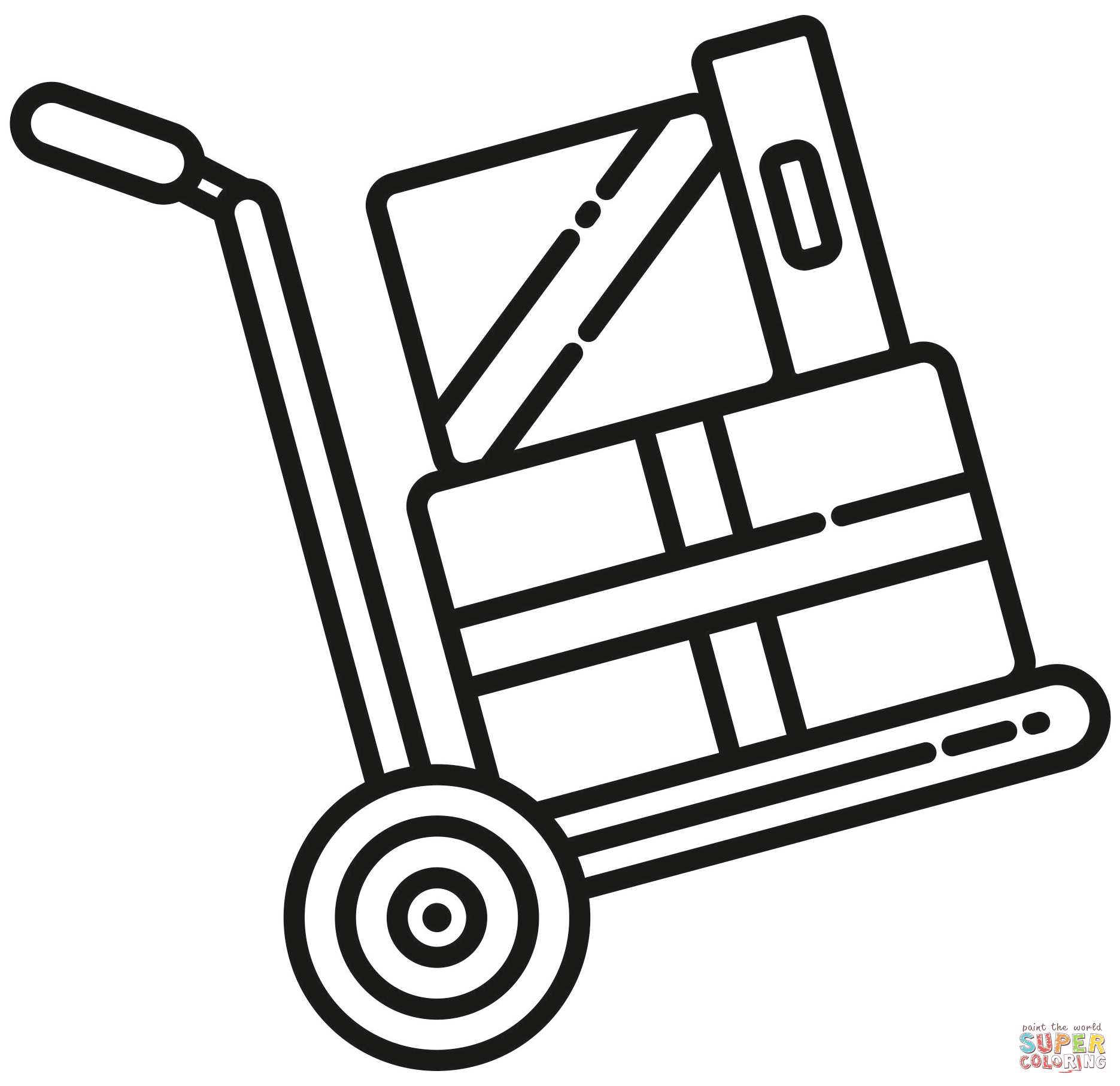 Moving Cart with Boxes coloring page | Free Printable Coloring Pages