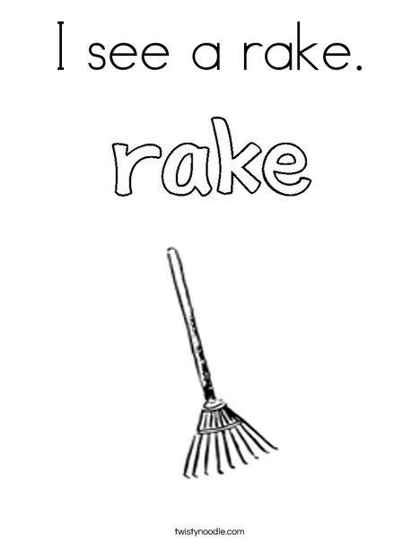 I see a rake Coloring Page - Twisty Noodle