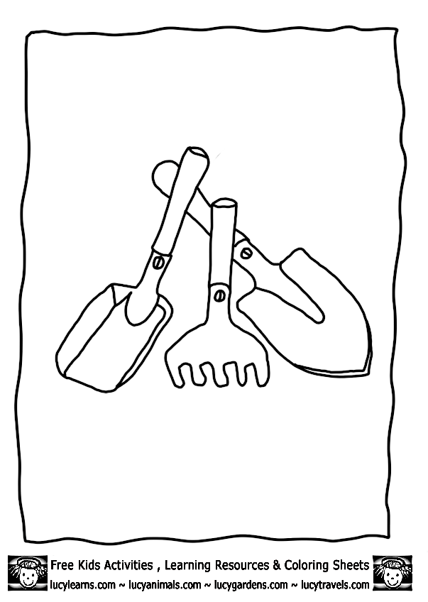 garden tools coloring page - Clip Art Library