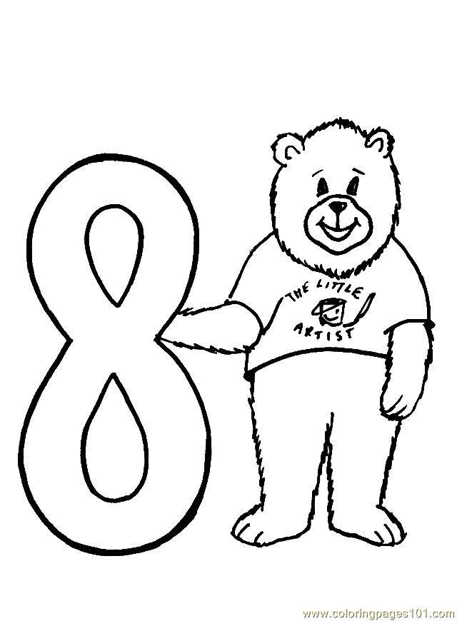 Bear Number8 Coloring Page - Free Numbers Coloring Pages ...