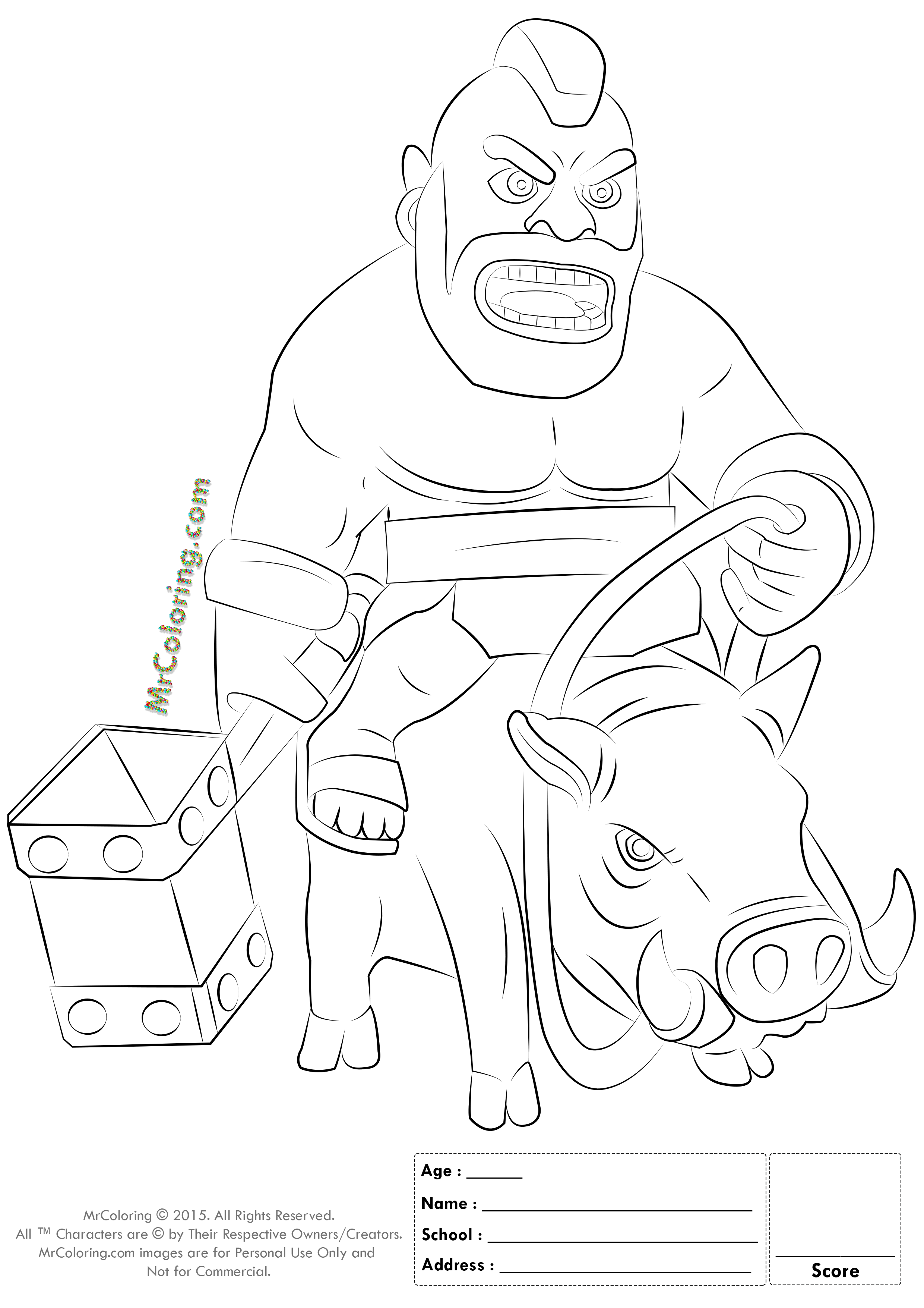 Clash Of Clans Hog Rider Coloring Sketch Coloring Page | Clash royale, Coloring  pages, Clash royale drawings