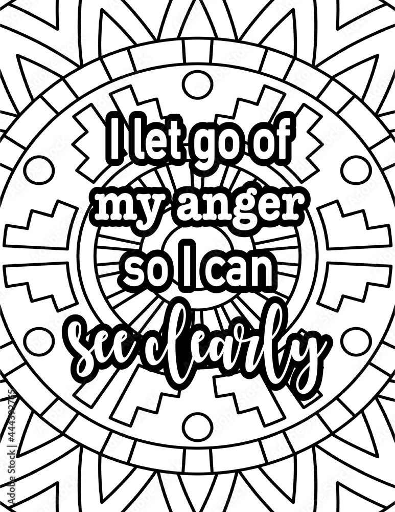 Motivational and Inspirational Mandala Coloring Pages For Adults & Kids |  Printable Affirmation Quote Stock Illustration | Adobe Stock