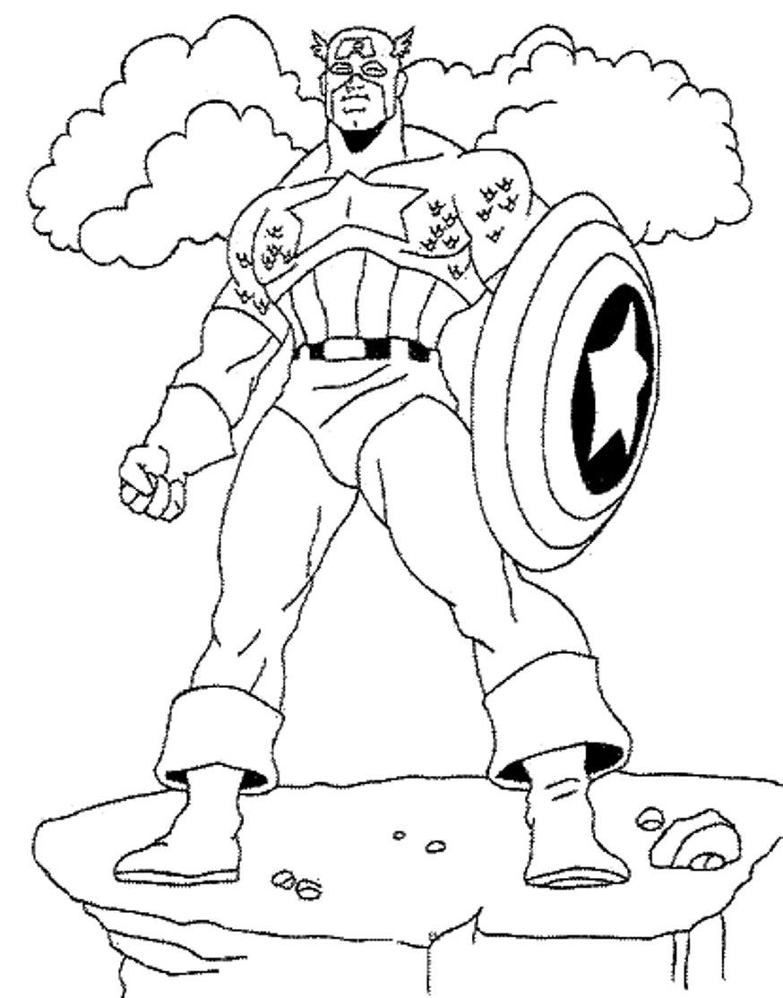Super Hero Captain America Coloring Pages For Kids | Super Heroes ...