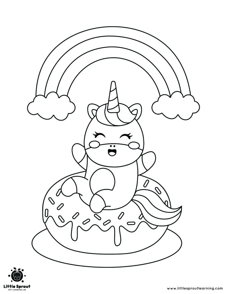 Rainbow Donut Unicorn Coloring Page ...