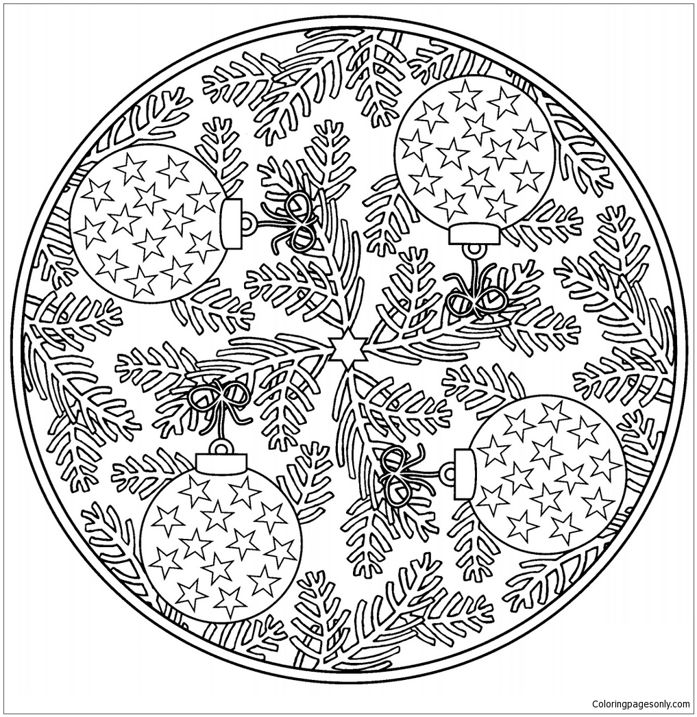 Christmas Mandala with Baubles Coloring Pages - Christmas Coloring Pages - Coloring  Pages For Kids And Adults