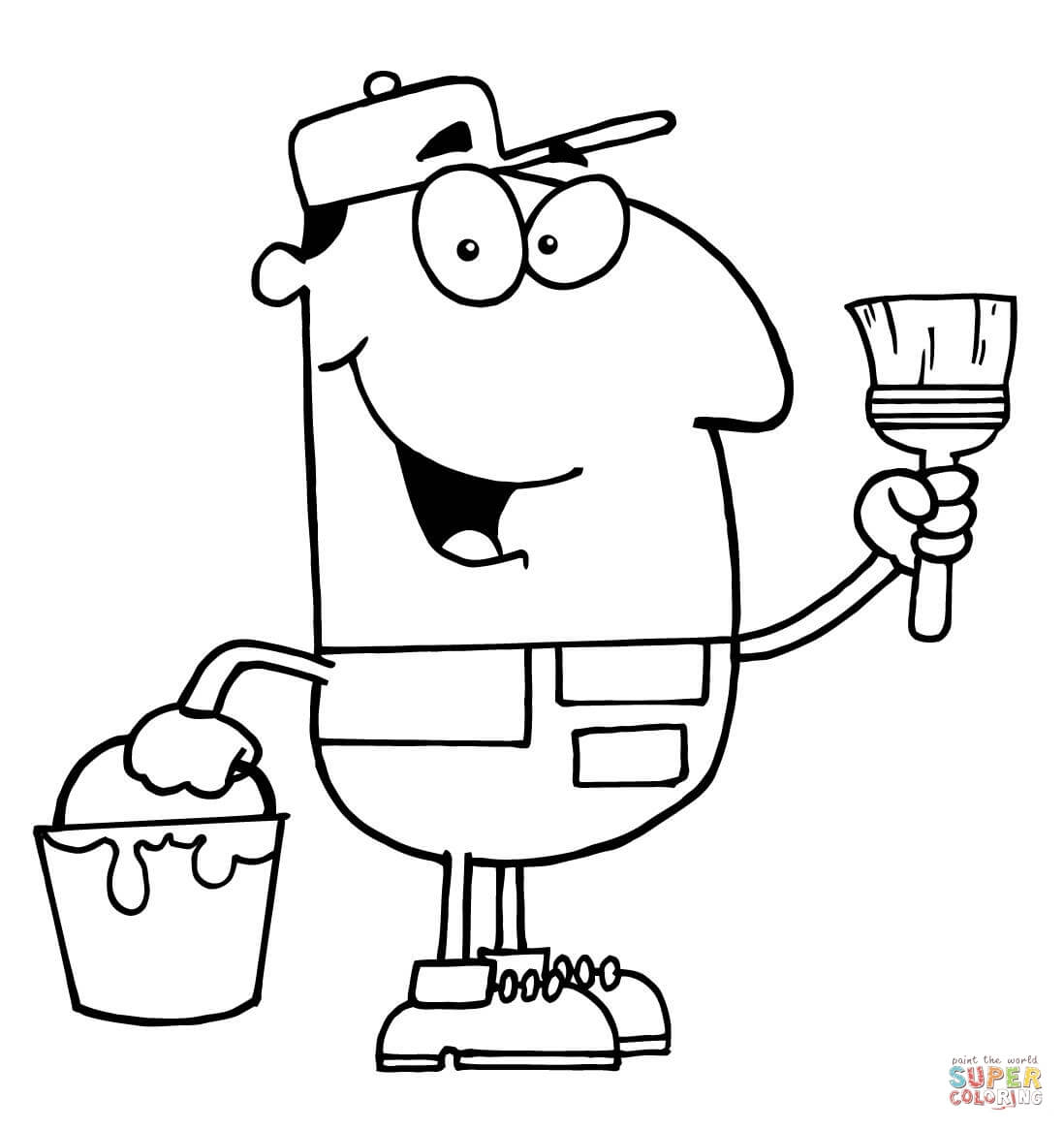 Construction Painter coloring page | Free Printable Coloring Pages