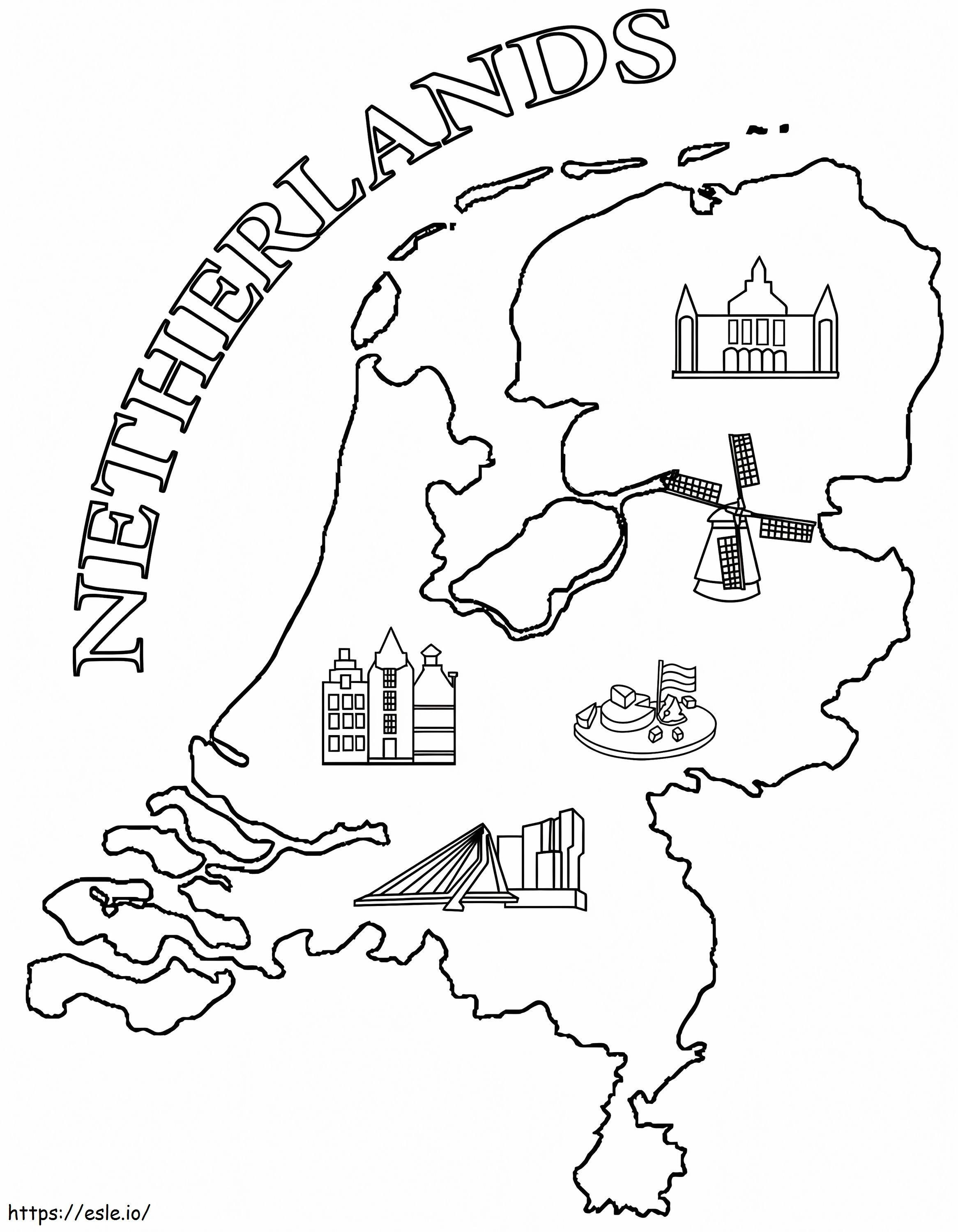 Netherlands Map 1 coloring page